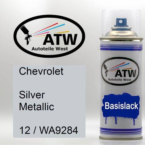 Chevrolet, Silver Metallic, 12 / WA9284: 400ml Sprühdose, von ATW Autoteile West.